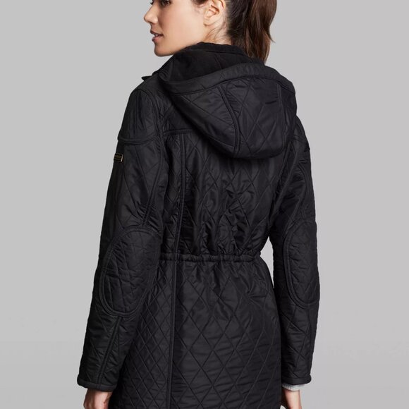 BARBOUR Arrow Quilted Removable Hooded Parka Jacket SZ 14 Black CLASSIC PREPPY - Picture 2 of 10